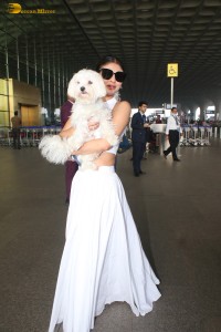 Indian actress Mouni Roy spotted with her cute dog at mumbai airport