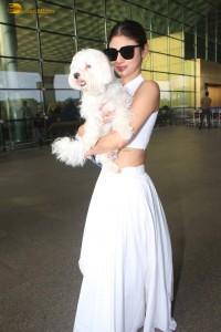 Indian actress Mouni Roy spotted with her cute dog at mumbai airport