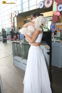 Indian actress Mouni Roy spotted with her cute dog at mumbai airport