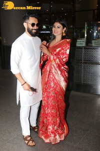 Newlyweds Mouni Roy and Suraj Nambiar at Mumbai Airport
