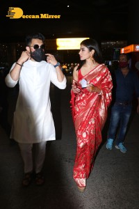 Newlyweds Mouni Roy and Suraj Nambiar at Mumbai Airport