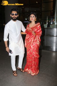 Newlyweds Mouni Roy and Suraj Nambiar at Mumbai Airport