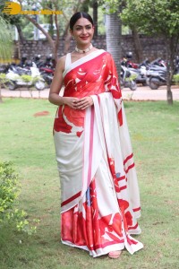 Mrunal Thakur attending a movie function dressed in a saree
