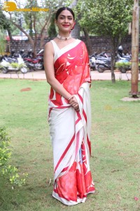 Mrunal Thakur attending a movie function dressed in a saree