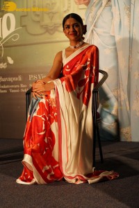 Mrunal Thakur attending a movie function dressed in a saree