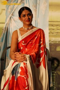 Mrunal Thakur attending a movie function dressed in a saree