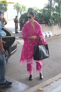 actress mrunal thakur in a pink salwar dress at mumbai airport