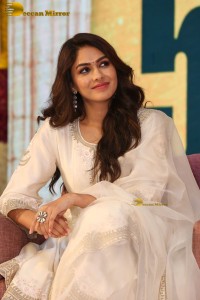 actress Mrunal Thakur lovely in a white salwar dress