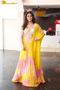 Actress Mrunal Thakur hot look in a yellow lehenga choli