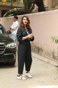actress Mrunal Thakur stylish in a jacket and jeans
