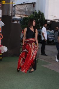 actress Mrunal Thakur gorgeous looks in black top and colorful skirt