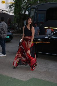actress Mrunal Thakur gorgeous looks in black top and colorful skirt