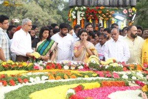 N.T. Rama Rao's family visits NTR Ghat on Jan 18, 2024, to pay respects to the legendary actor and politician