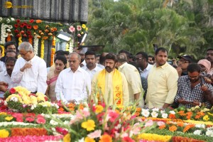 N.T. Rama Rao's family visits NTR Ghat on Jan 18, 2024, to pay respects to the legendary actor and politician