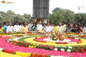 N.T. Rama Rao's family visits NTR Ghat on Jan 18, 2024, to pay respects to the legendary actor and politician
