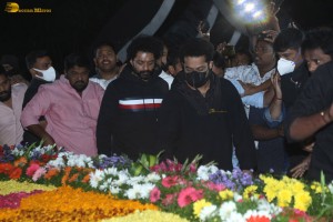 N.T. Rama Rao's family visits NTR Ghat on Jan 18, 2024, to pay respects to the legendary actor and politician