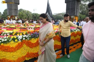 N.T. Rama Rao's family visits NTR Ghat on Jan 18, 2024, to pay respects to the legendary actor and politician
