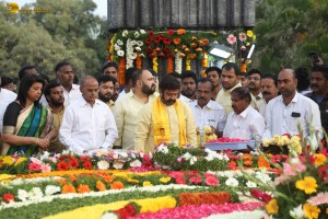 N.T. Rama Rao's family visits NTR Ghat on Jan 18, 2024, to pay respects to the legendary actor and politician