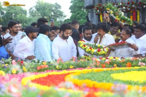 Nandamuri Balakrishna and Jr NTR visit NTR Ghat on May 28, 2023