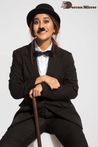 Actress Nabha Natesh dressed like Charlie Chaplin