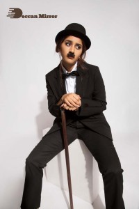 Actress Nabha Natesh dressed like Charlie Chaplin