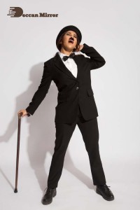 Actress Nabha Natesh dressed like Charlie Chaplin