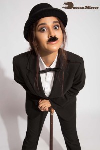 Actress Nabha Natesh dressed like Charlie Chaplin