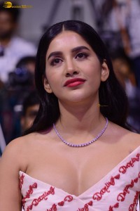 actress Nabha Natesh in a shoulderless white dress