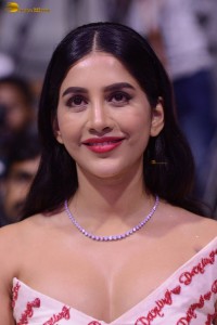 actress Nabha Natesh in a shoulderless white dress