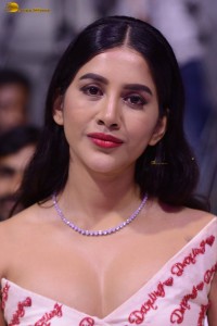 actress Nabha Natesh in a shoulderless white dress