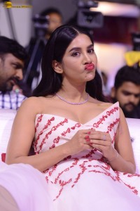 actress Nabha Natesh in a shoulderless white dress