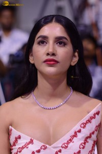 actress Nabha Natesh in a shoulderless white dress