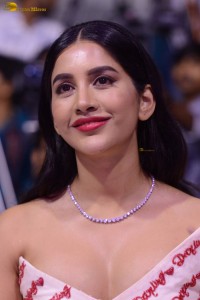 actress Nabha Natesh in a shoulderless white dress