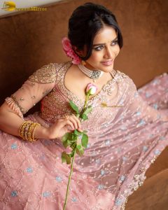 actress nabha natesh gorgeous in a pink saree