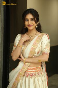 actress nabha natesh pretty in a lehenga choli dress