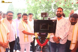 Nagabandham Movie Launch attended by Iswarya Menon, Nabha Natesh, Dil Raju, and Chiranjeevi