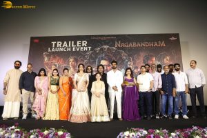 Nagabandham Trailer Launch attended by Virat Karrna, Nabha Natesh, and Iswarya Menon