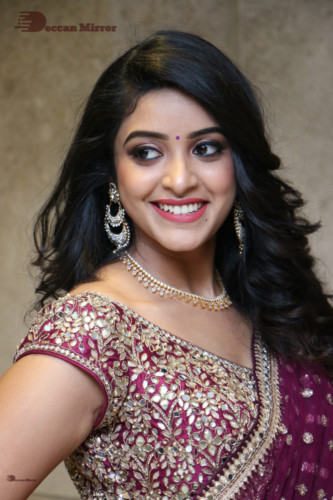 Telugu Actress Nakshatra photoshoot in a maroon saree