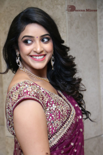 Telugu Actress Nakshatra photoshoot in a maroon saree