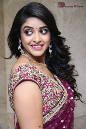 Telugu Actress Nakshatra photoshoot in a maroon saree