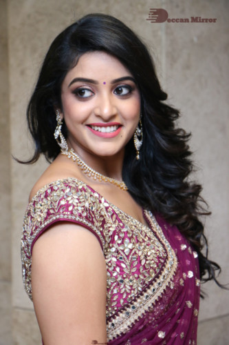 Telugu Actress Nakshatra photoshoot in a maroon saree