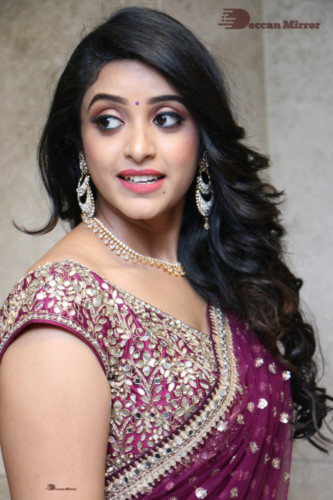 Telugu Actress Nakshatra photoshoot in a maroon saree