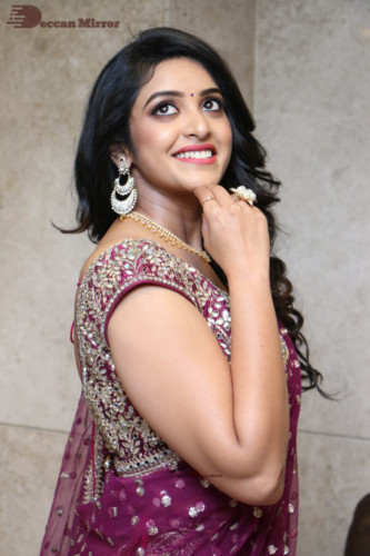 Telugu Actress Nakshatra photoshoot in a maroon saree