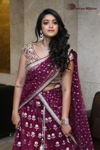 Telugu Actress Nakshatra photoshoot in a maroon saree