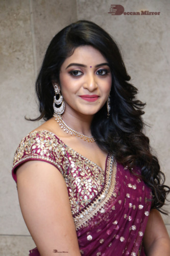 Telugu Actress Nakshatra photoshoot in a maroon saree