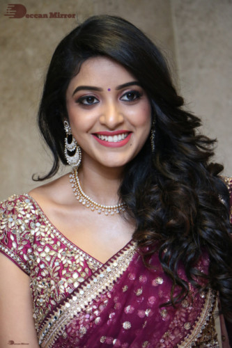 Telugu Actress Nakshatra photoshoot in a maroon saree