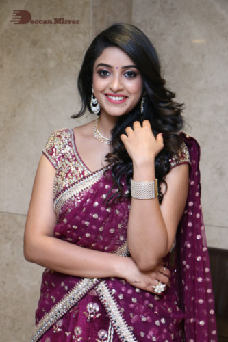 Telugu Actress Nakshatra photoshoot in a maroon saree