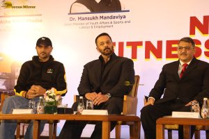National Fitness and Wellness Conclave 2025 attended by Harbhajan Singh, Saiyami Kher, Saina Nehwal, and Rohit Shetty