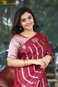 actress Nayan Sarika pretty in a red saree