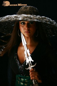 Nayanthara wearing a huge bamboo hat for a photoshoot